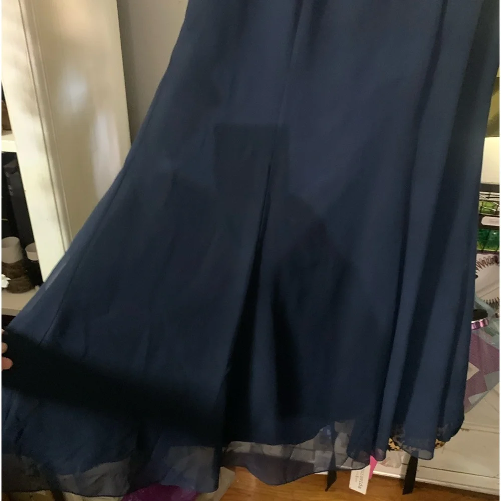 Da Vinci sz14 White Lace & Navy Chiffon Mermaid Bridesmaids Dress Floor Length - Picture 3 of 13